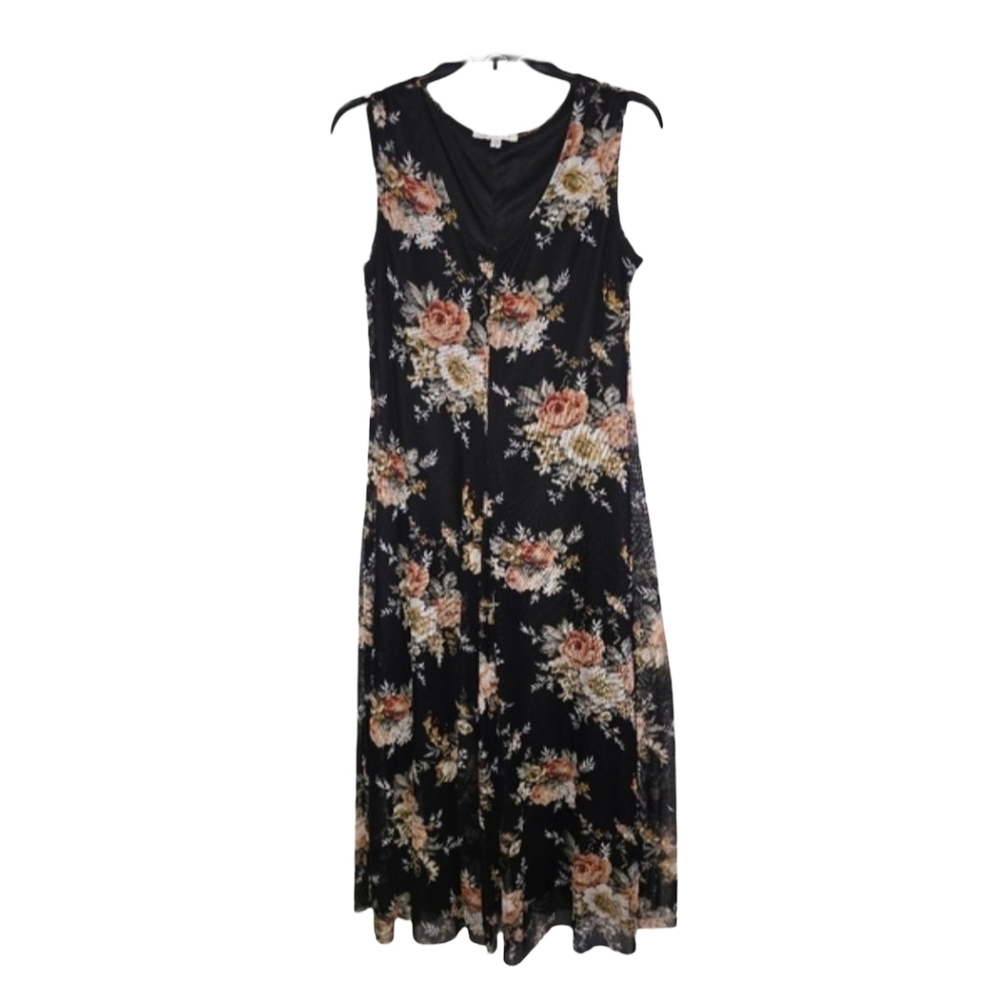 Summer Floral Black Mesh Dress, Like New Tash+Sophie Elegent, Size L